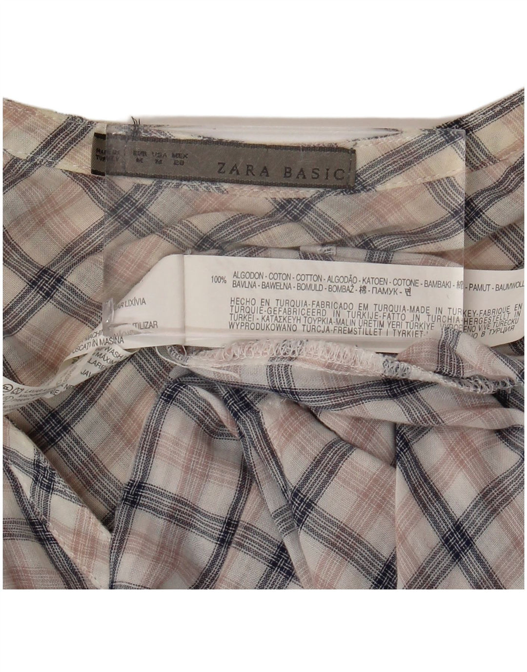 Abito camicia pullover da donna Zara UK 14 Cotone a quadri multicolore medio