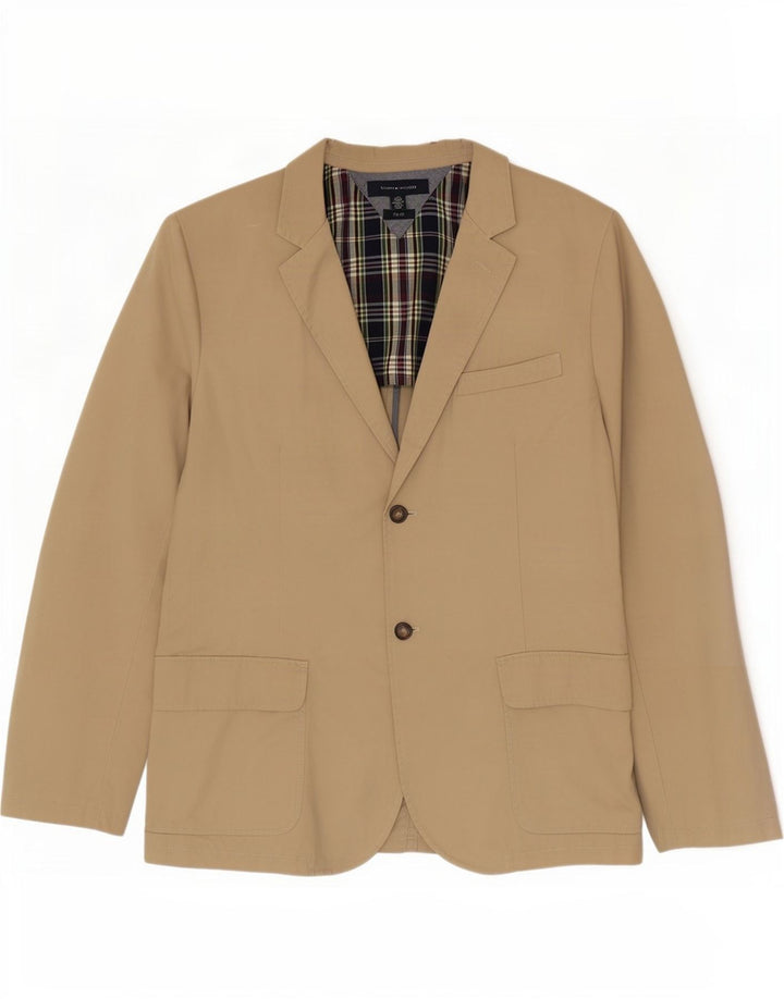 Giacca blazer a 2 bottoni da uomo Tommy Hilfiger con finitura tagliata UK 40 Large Beige