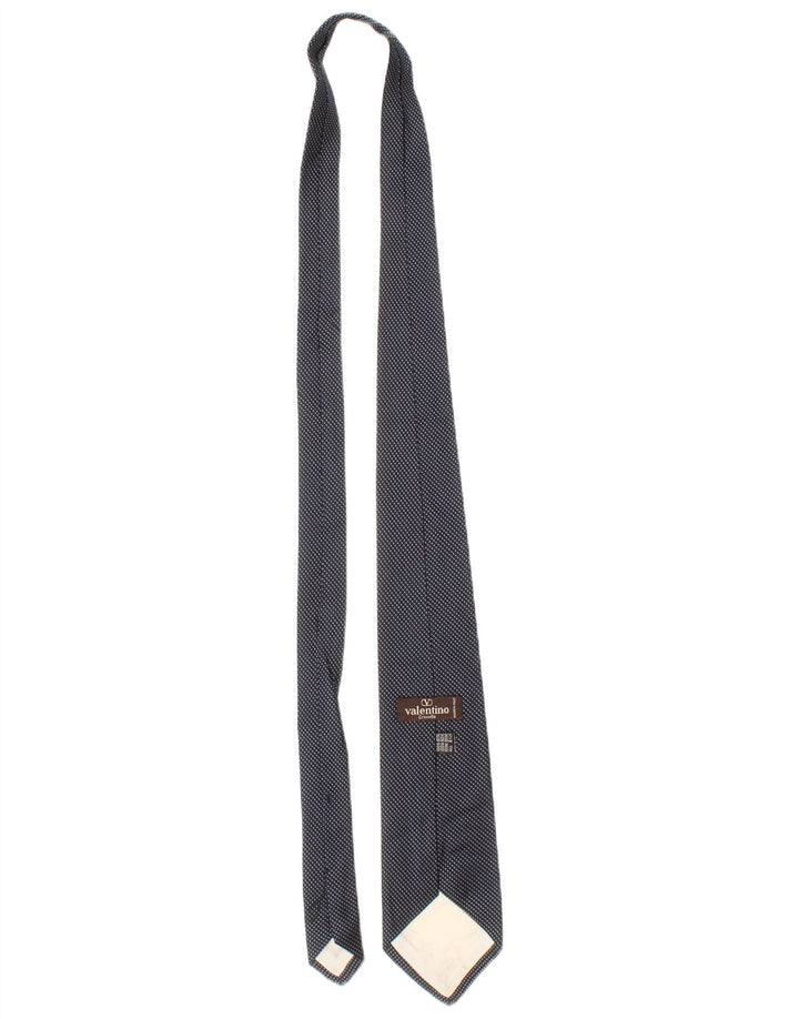Cravatta Valentino Uomo Taglia Unica Blu Navy Pois Seta Classica