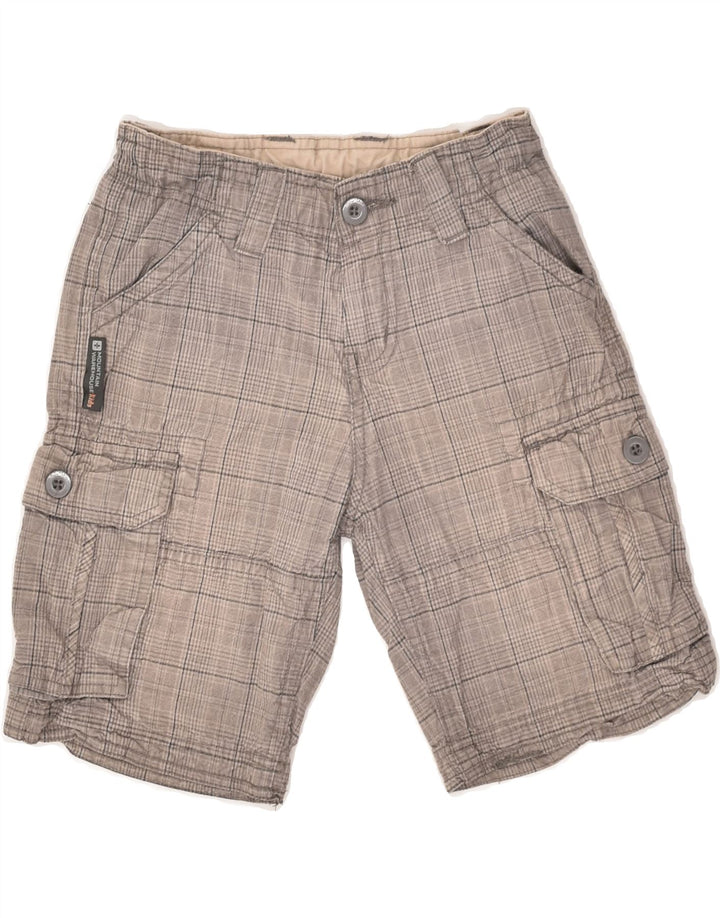 MOUNTAIN WAREHOUSE Pantaloncini cargo per ragazzi 7-8 anni W22 Cotone a quadri grigi