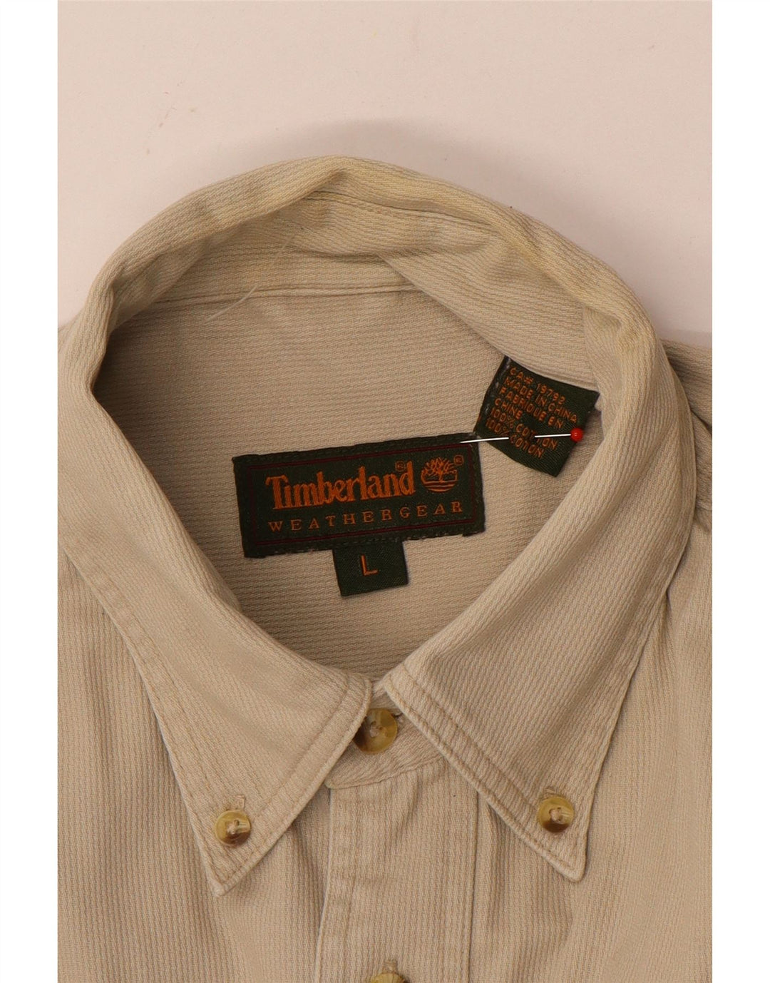 Camicia da uomo in velluto a coste Timberland grande in cotone beige