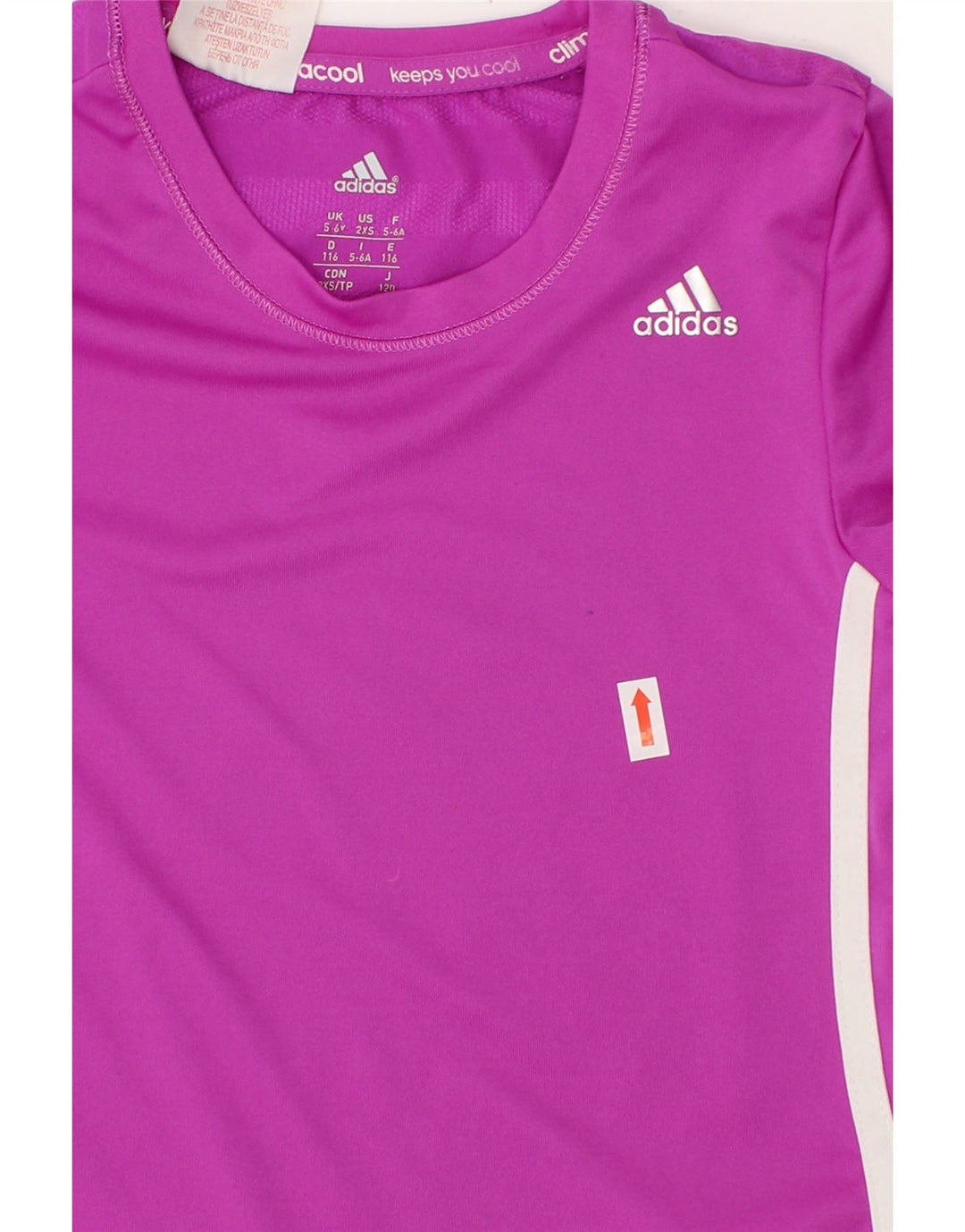 ADIDAS Girls Climacool T-Shirt Top 5-6 Years Purple Polyester Vintage Adidas and Second-Hand Adidas from Messina Hembry 