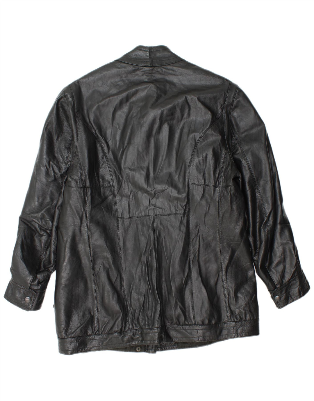 Giacca in pelle vintage da donna UK 14 media nera