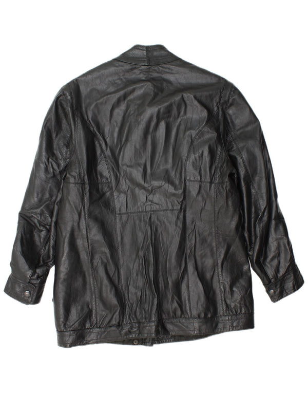 Giacca in pelle vintage da donna UK 14 media nera