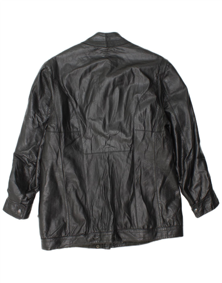Giacca in pelle vintage da donna UK 14 media nera