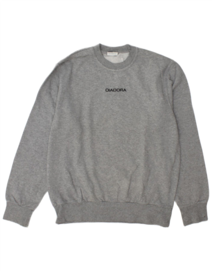 Felpa grafica da uomo Diadora Maglione in cotone grigio medio