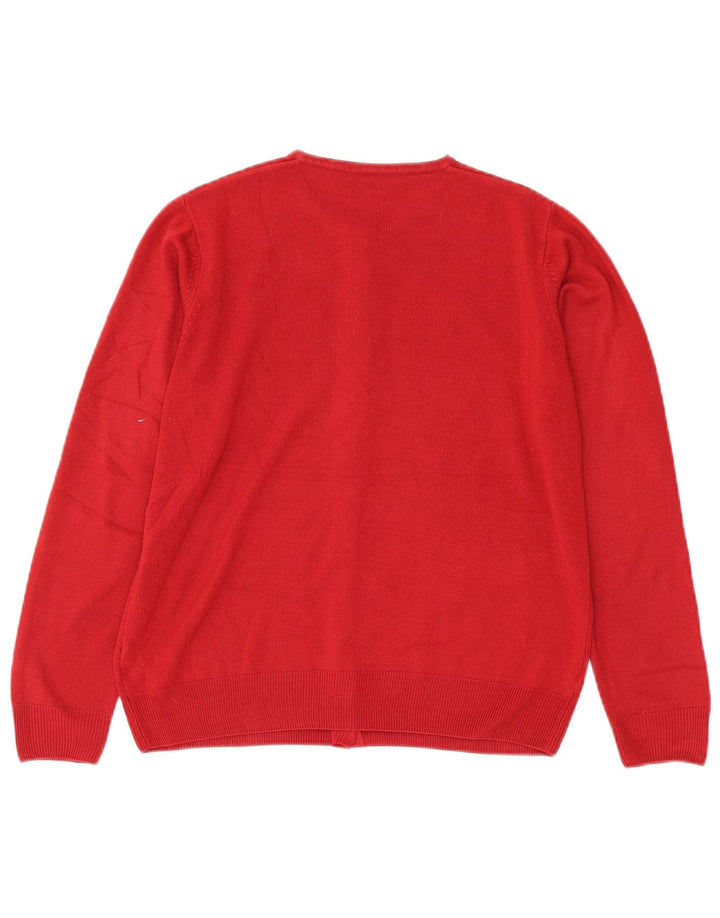 Maglione cardigan da donna Marks & Spencer UK 14 Acrilico floreale rosso medio