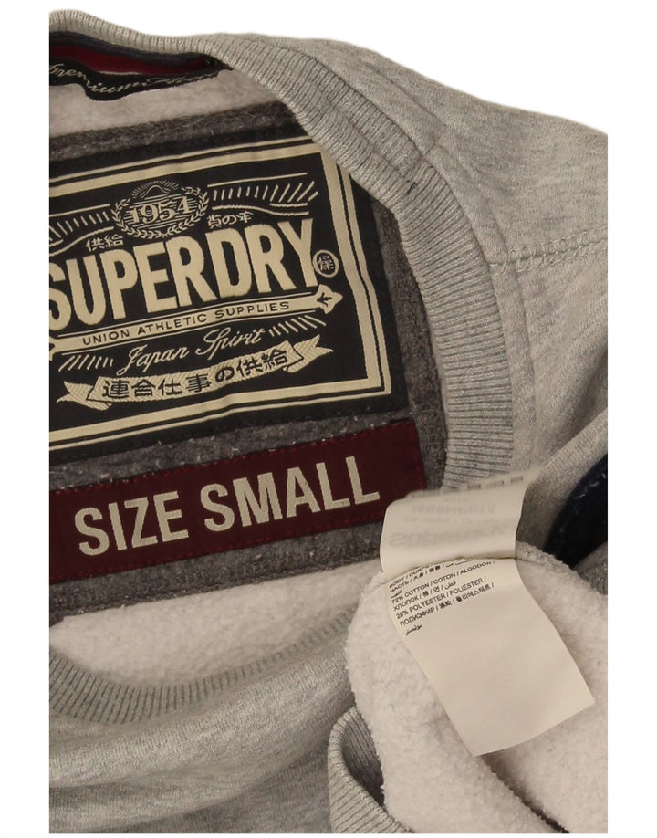 Felpa grafica da uomo Superdry Maglione piccolo cotone chiazzato grigio