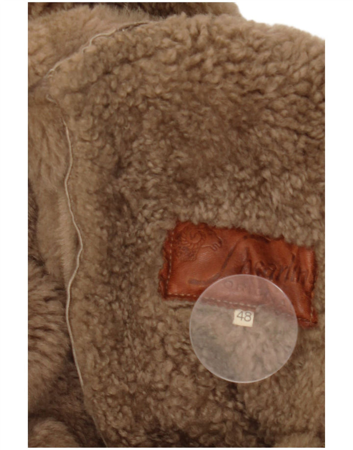 SHEARLING Cappotto in montone con cappuccio da donna IT 48 XL Marrone