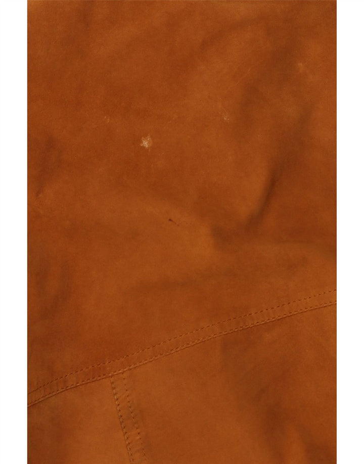 Giubbotto bomber in pelle scamosciata vintage da uomo UK 40 grande in pelle marrone