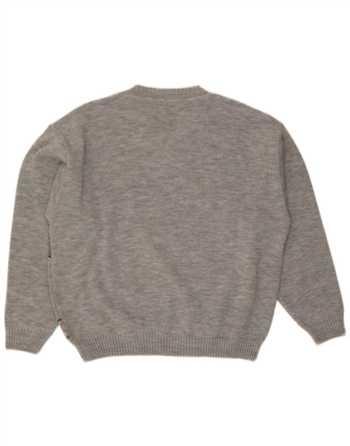 Maglione da uomo con scollo a V VINTAGE UK 46/48 2XL Grigio Argyle/Diamante