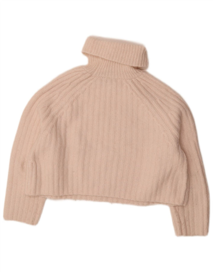 Maglione corto a collo alto oversize corto da donna Zara UK 6 XS poliestere rosa