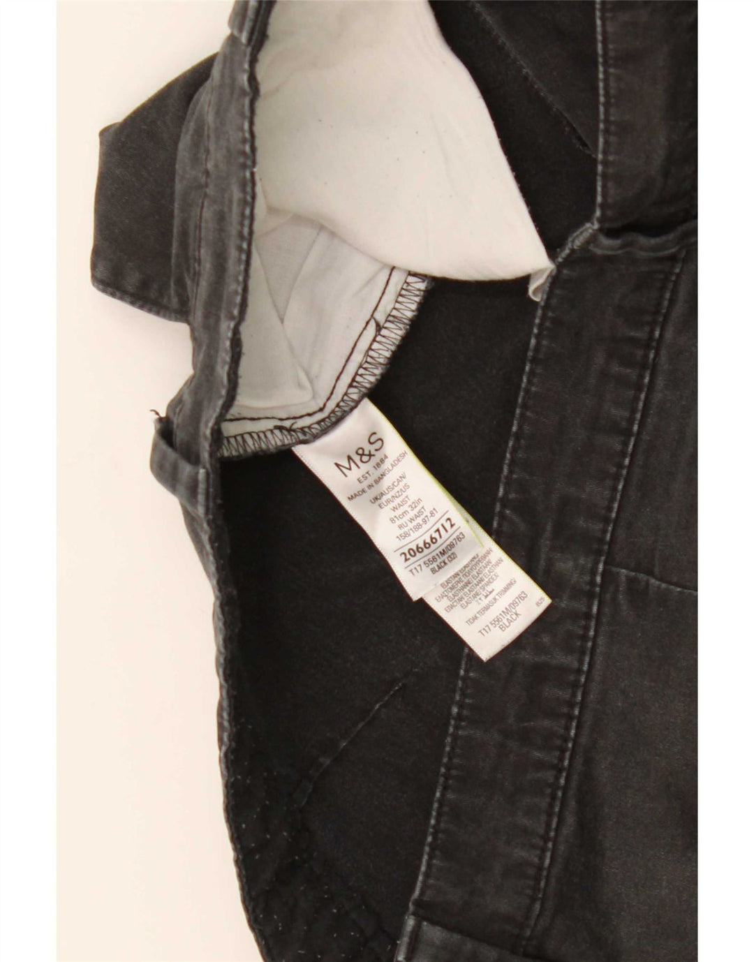Pantaloncini chino da uomo Marks & Spencer W32 cotone nero medio