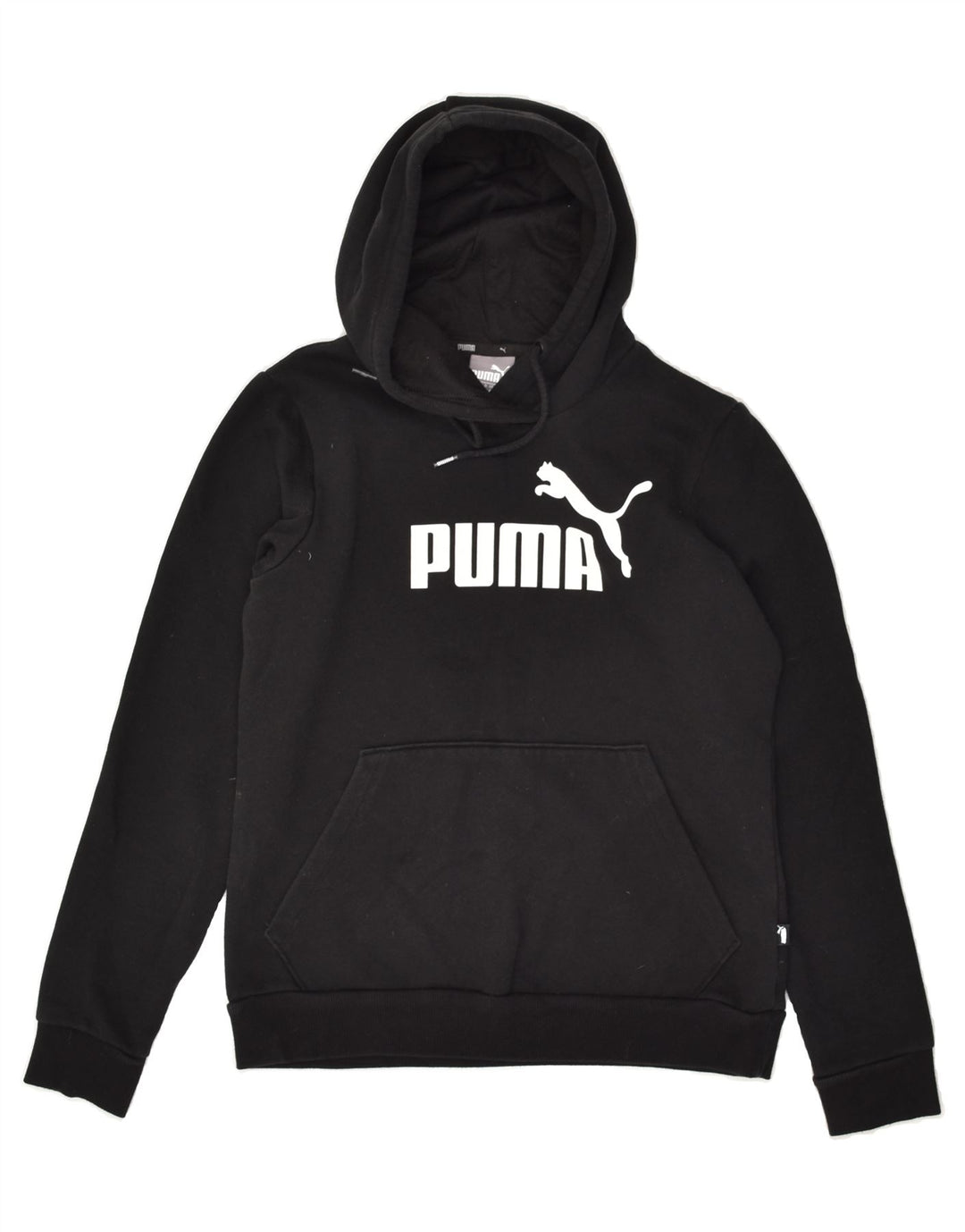 PUMA Womens Graphic Hoodie Jumper UK 12 Medium  Black Cotton | Vintage Puma | Thrift | Second-Hand Puma | Used Clothing | Messina Hembry 