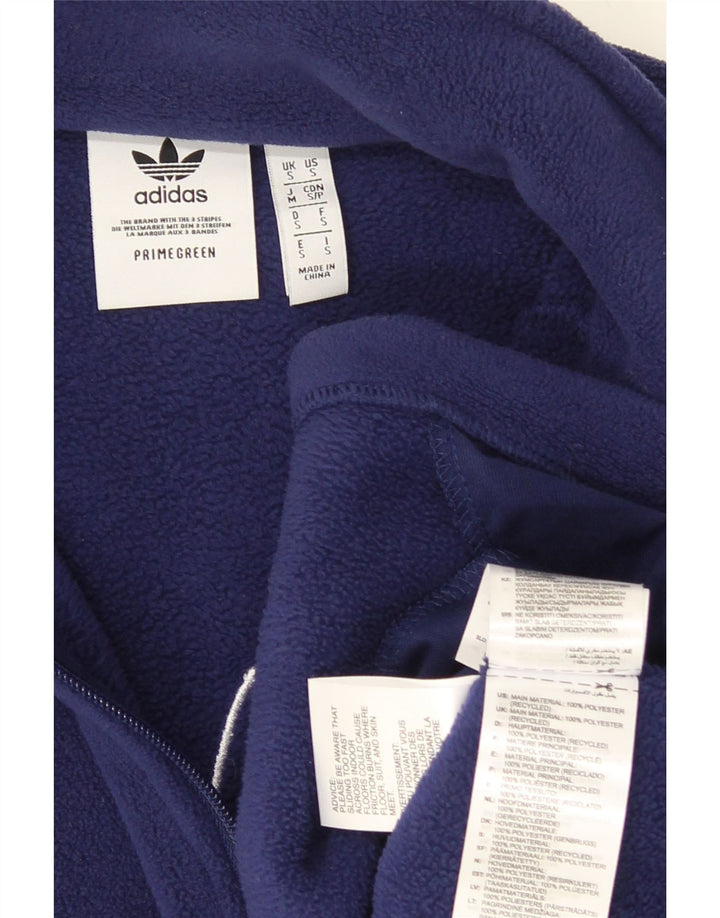 Maglione in pile Adidas da uomo con grafica con zip e collo piccolo in poliestere blu navy