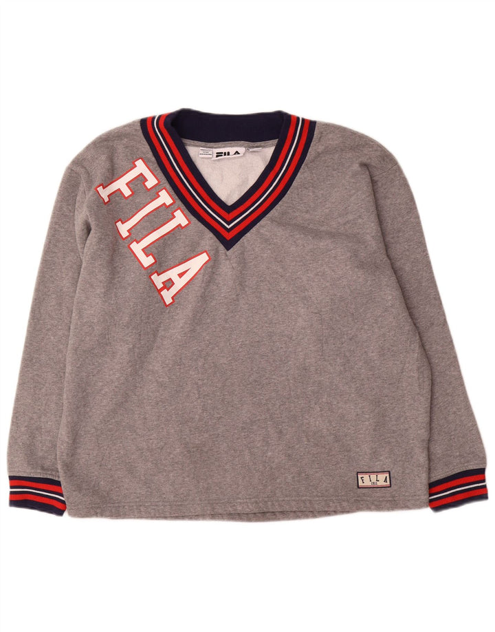 Felpa grafica da donna Fila Jumper UK 14 Large Grey Colourblock