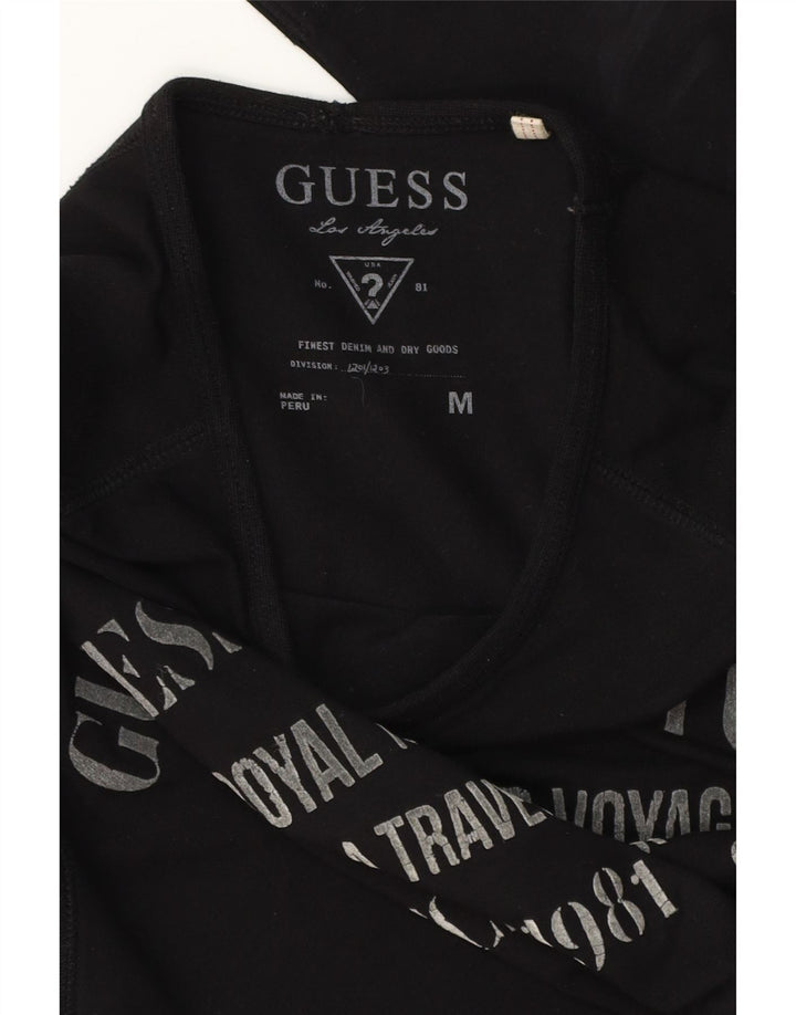 T-shirt grafica da uomo Guess manica lunga media nera
