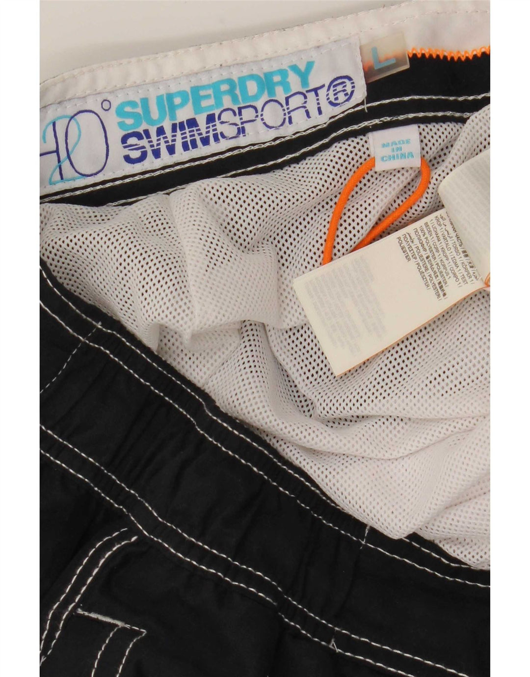 Pantaloncini da bagno regolari da uomo con grafica Superdry, grandi in poliestere blu navy