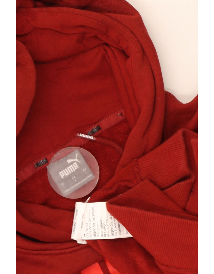 Felpa con cappuccio grafica da uomo Puma Large in cotone rosso