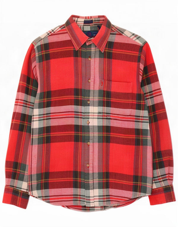 Vintage Mens Flannel Shirt Medium Red Check Cotton