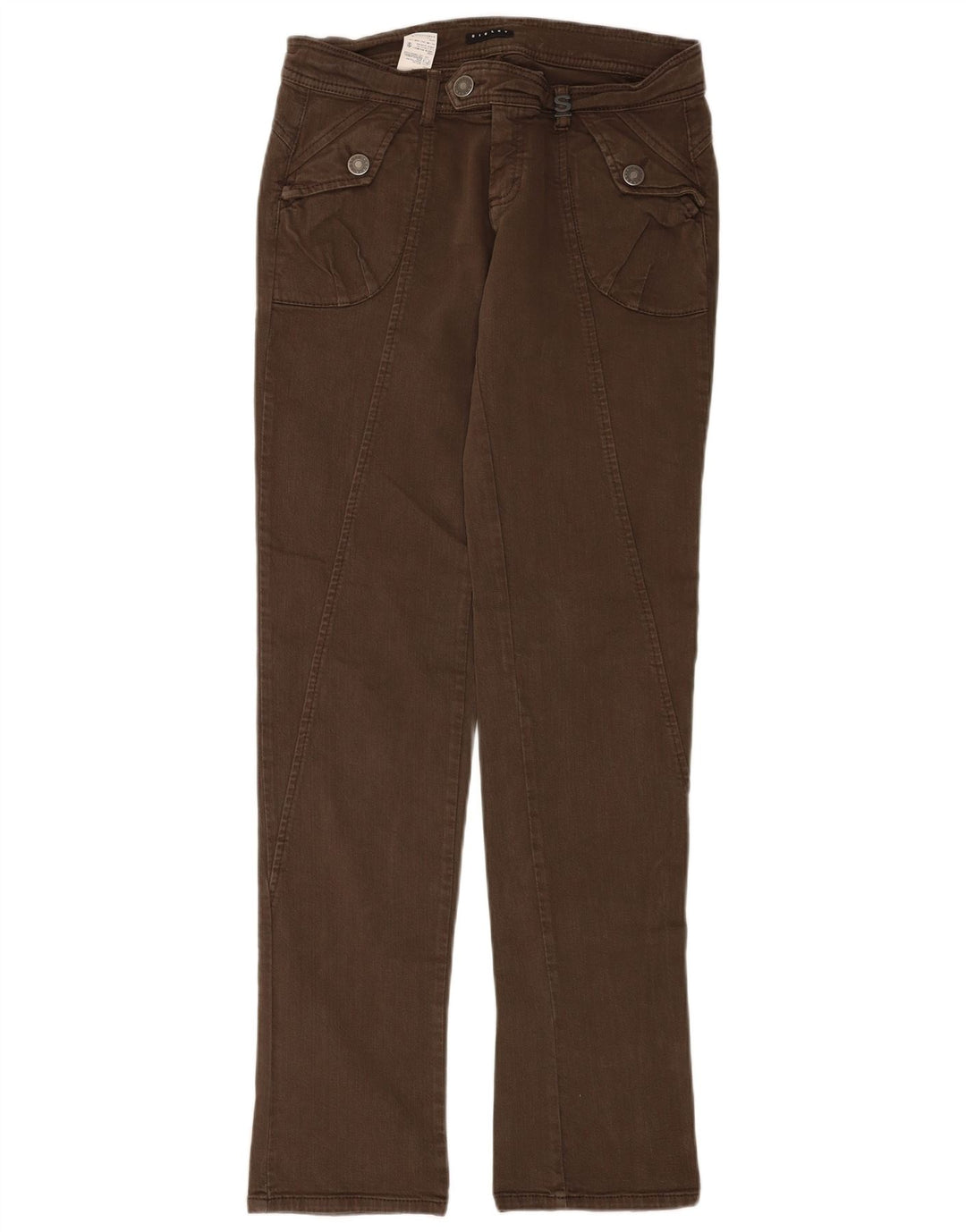 Jeans dritti da donna Sisley IT 44 medio W30 L34 cotone marrone