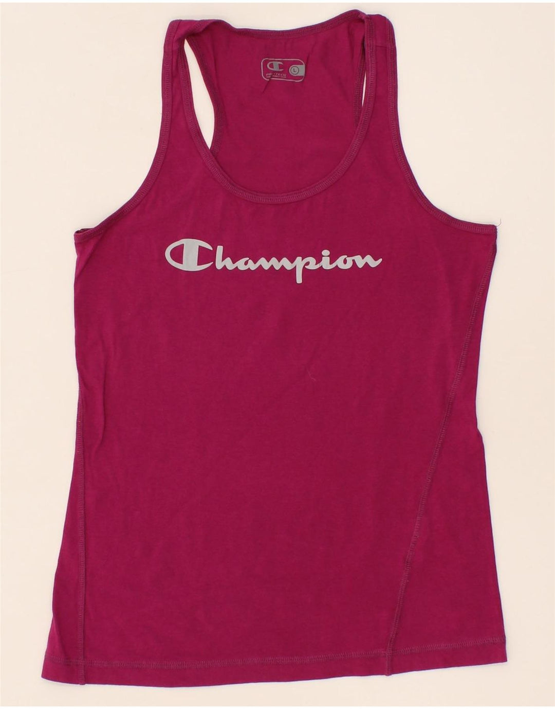 CHAMPION Womens Graphic Vest Top UK 14 Large Pink Vintage Champion and Second-Hand Champion from Messina Hembry 