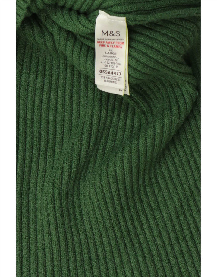 Maglione maglione a collo alto da donna Marks & Spencer UK 16 grande viscosa verde