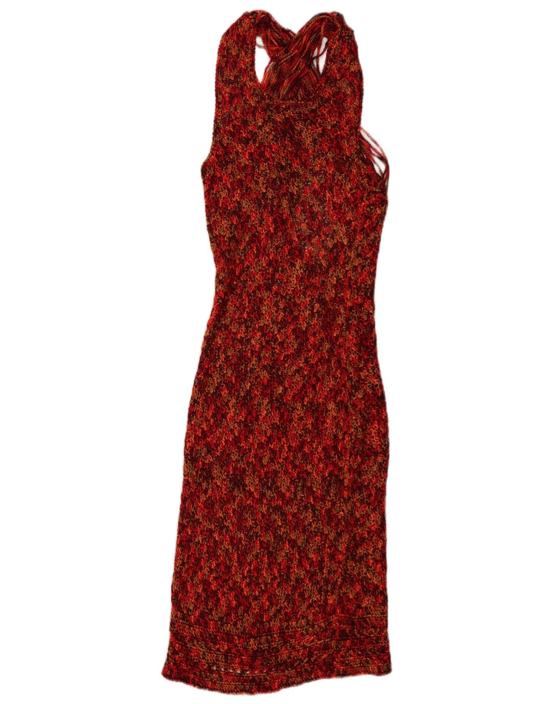 Abito aderente in maglia da donna vintage UK 12 medio multicolore chiazzato