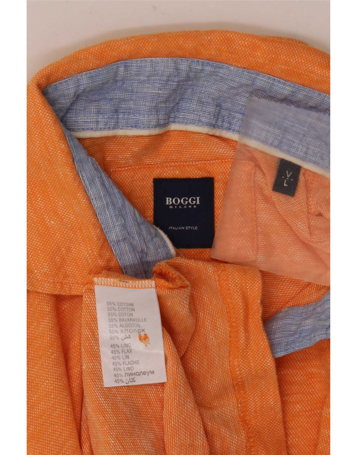 Polo da uomo Boggi Large in cotone screziato arancione