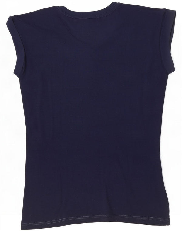 Hard Rock Cafe Womens Madrid Graphic T-Shirt Top UK 10 Small Navy Blue