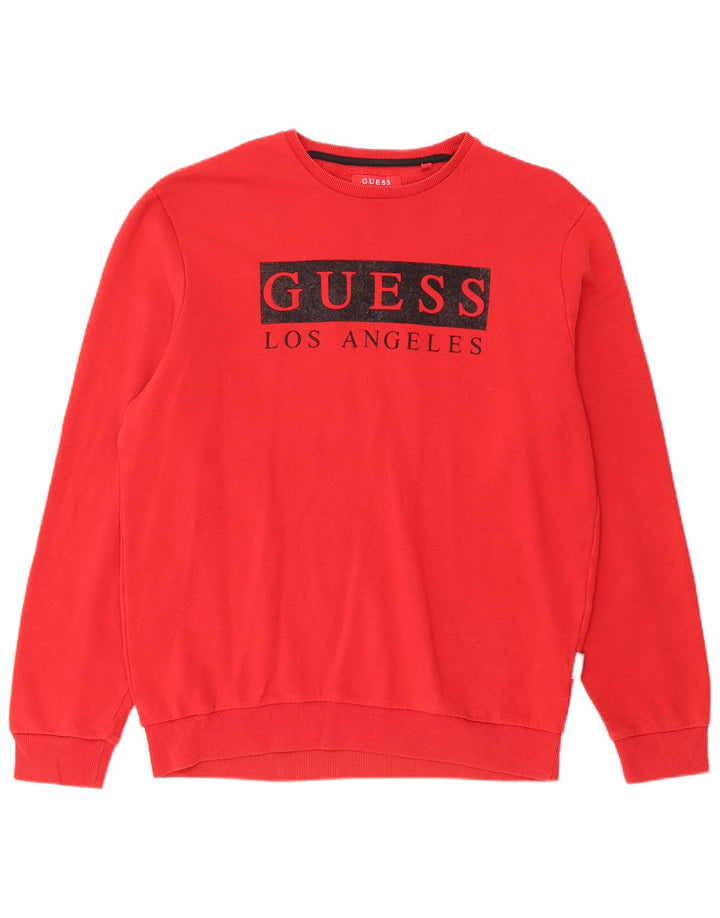 GUESS Felpa grafica da uomo Maglione grande cotone rosso