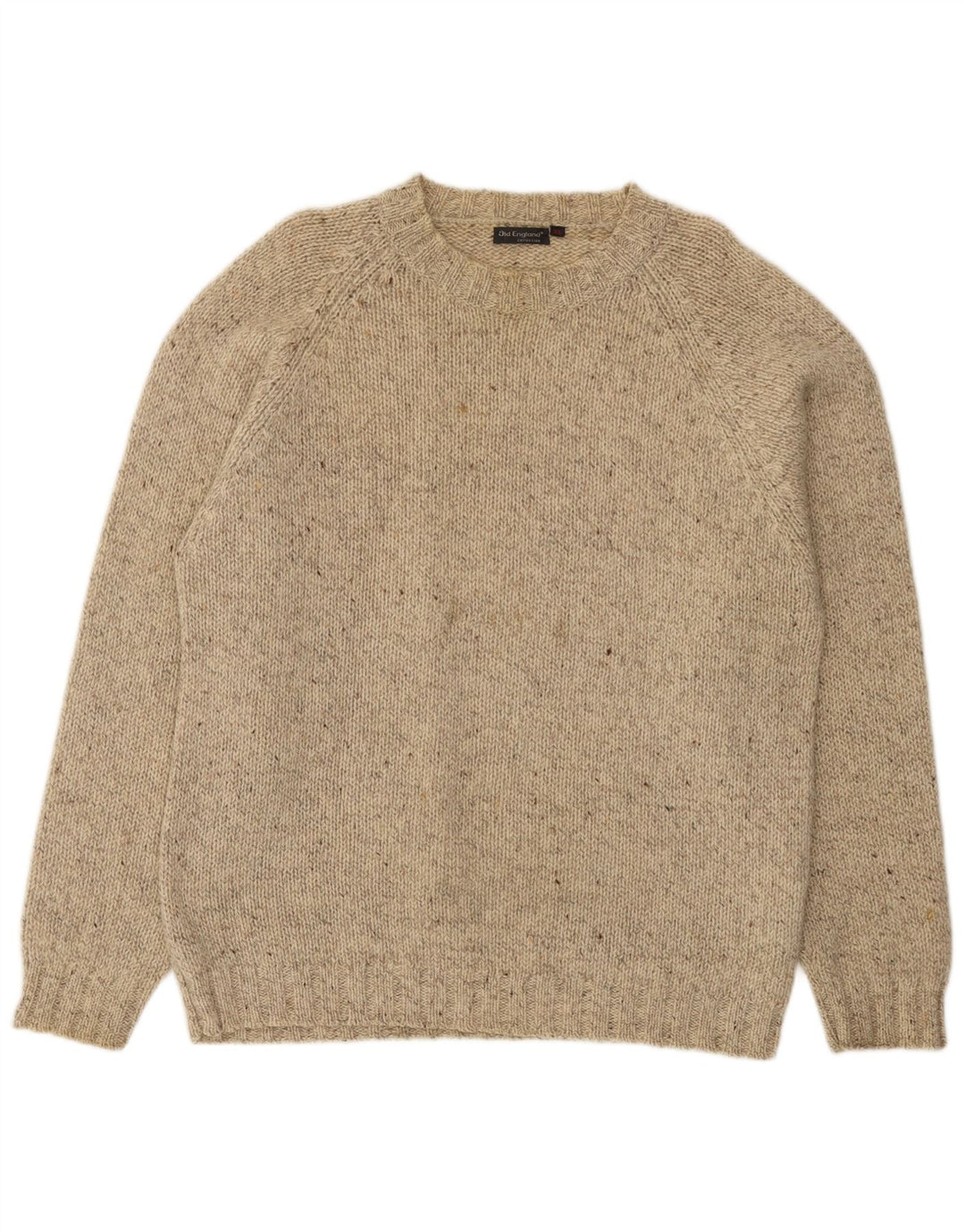 Maglione maglione girocollo da uomo Old England XL Lana nuova chiazzata beige