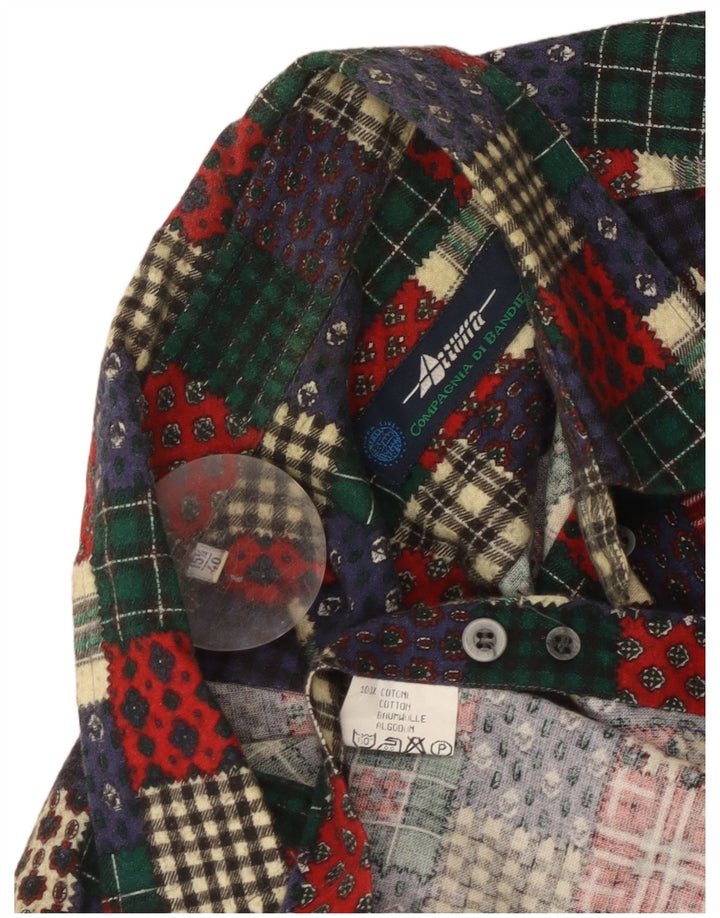 Camicia in flanella da uomo Azzurra Taglia 15 3/4 40 Patchwork medio multicolore