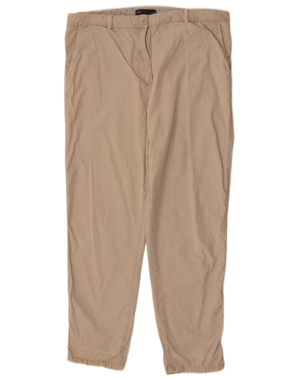 Pantaloni chino a vita alta da donna Marks & Spencer UK 16 Large W36 L30 Beige
