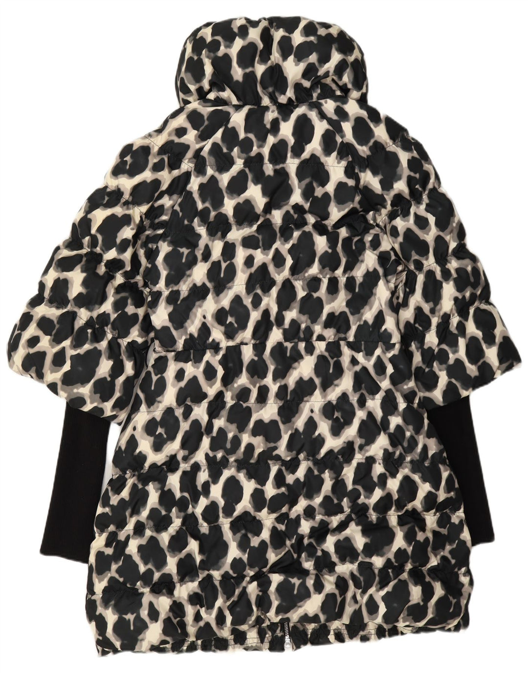 Cappotto imbottito da donna Karen Millen UK 12 Poliestere medio nero con stampa animalier