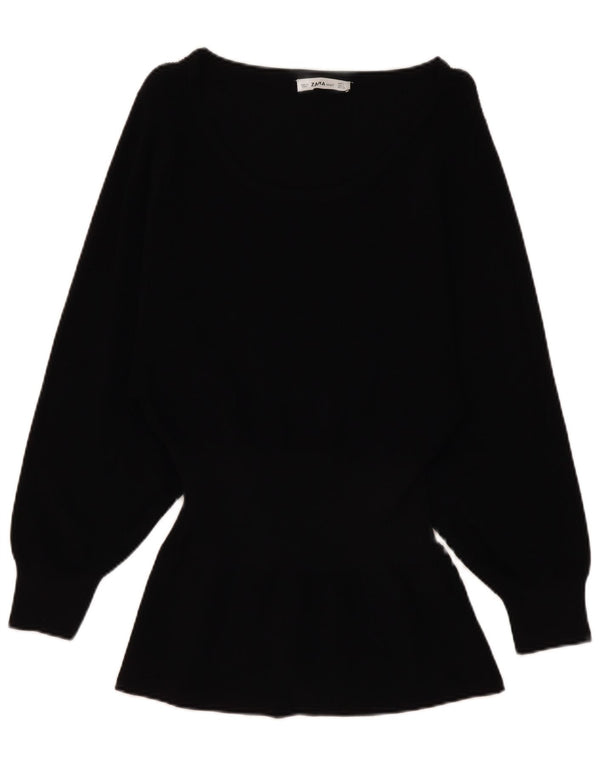 Top Zara da donna a maniche lunghe UK 14 Large in viscosa nera