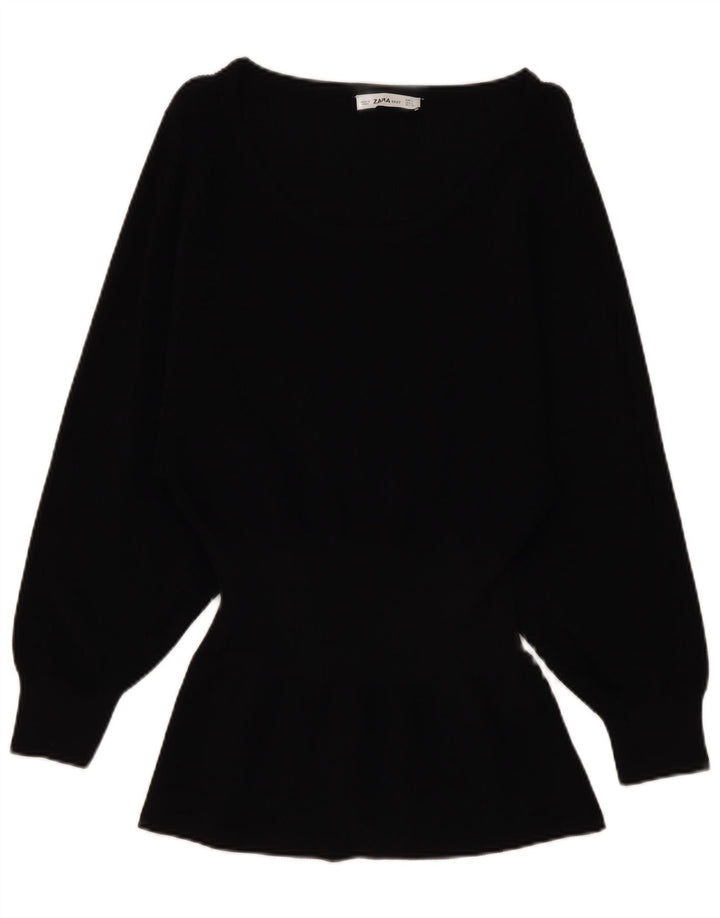Top Zara da donna a maniche lunghe UK 14 Large in viscosa nera