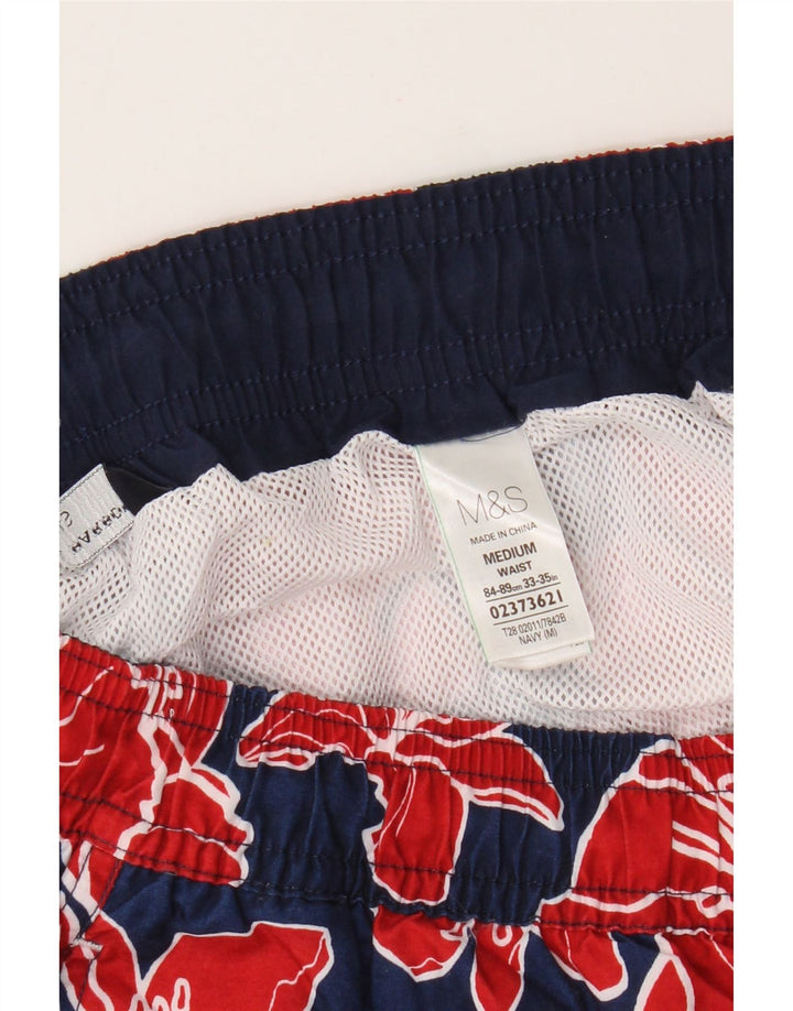 Pantaloncini da bagno da uomo Marks & Spencer medio poliestere floreale blu navy