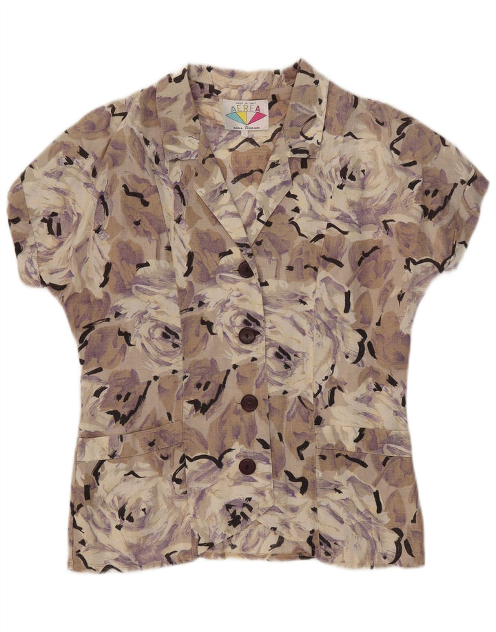 Camicetta camicia a maniche corte da donna vintage IT 42 floreale multicolore medio