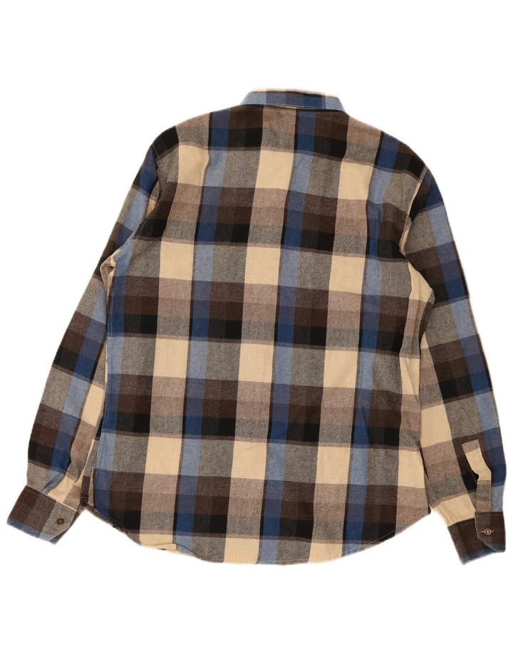 Camicia in flanella da uomo Cervino taglia 16 grande acrilico a quadri multicolore