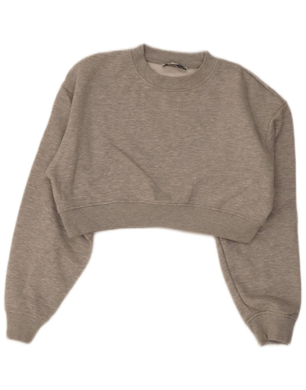 Felpa corta da donna Zara UK 14 Poliestere grigio medio