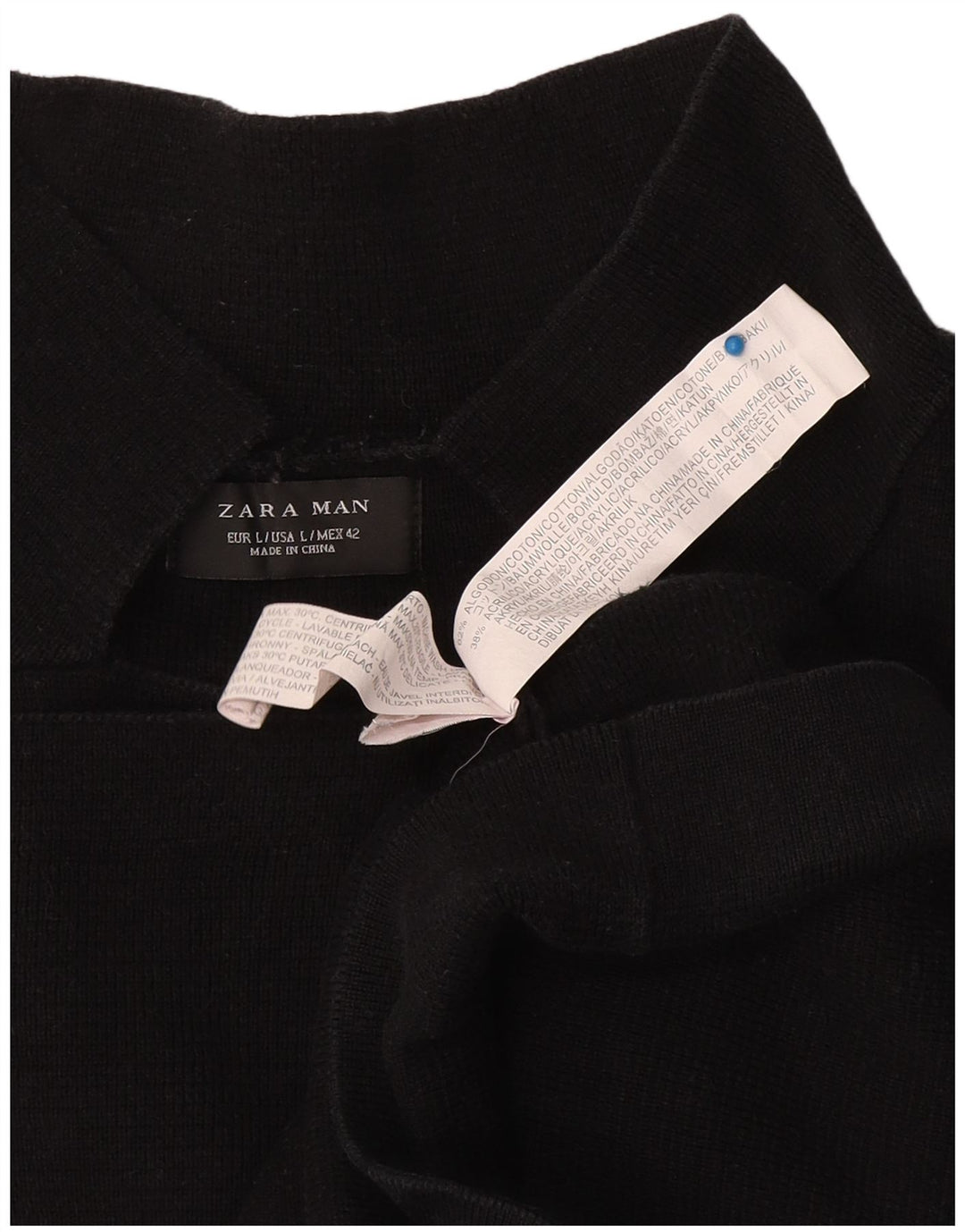 Maglione cardigan da uomo Zara grande in cotone nero