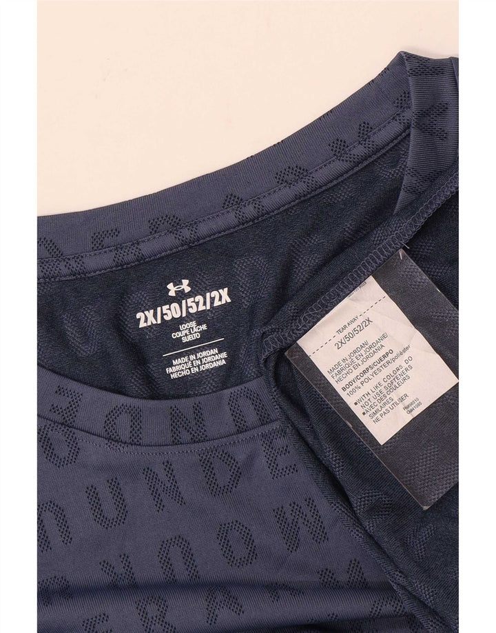 Maglietta grafica da uomo Under Armour Top 2XL poliestere blu navy
