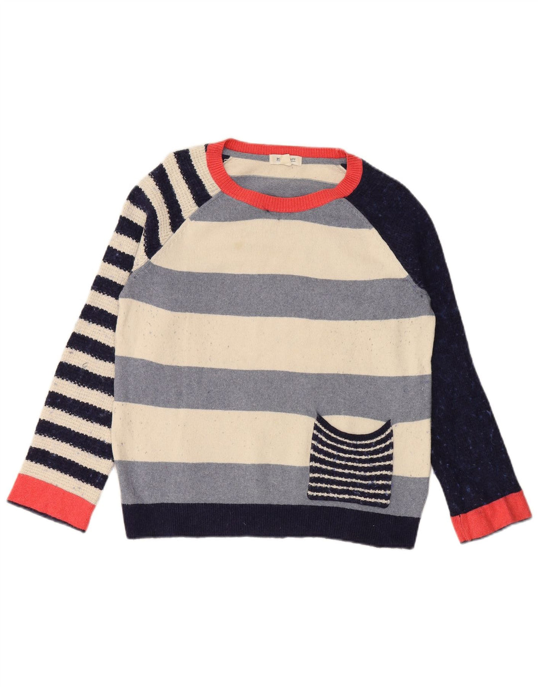 WHITE STUFF Maglione da donna con scollo a barchetta UK 12 Medio multicolore