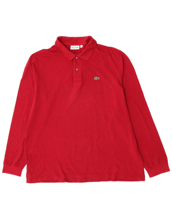 Polo Lacoste da uomo a maniche lunghe vestibilità classica taglia 8 3XL cotone bordeaux