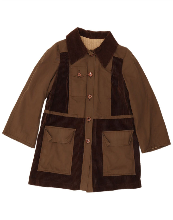 Soprabito vintage da donna UK 14 color block marrone medio