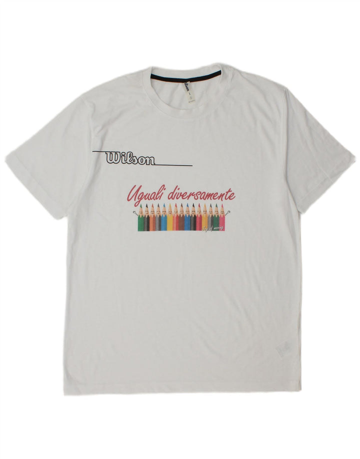 T-shirt grafica da uomo Wilson Top grande in poliestere bianco