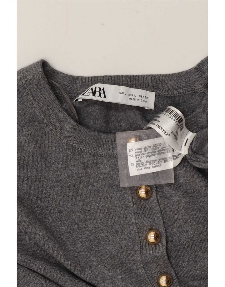 Maglione cardigan da donna Zara UK 14 grande classico in viscosa grigia