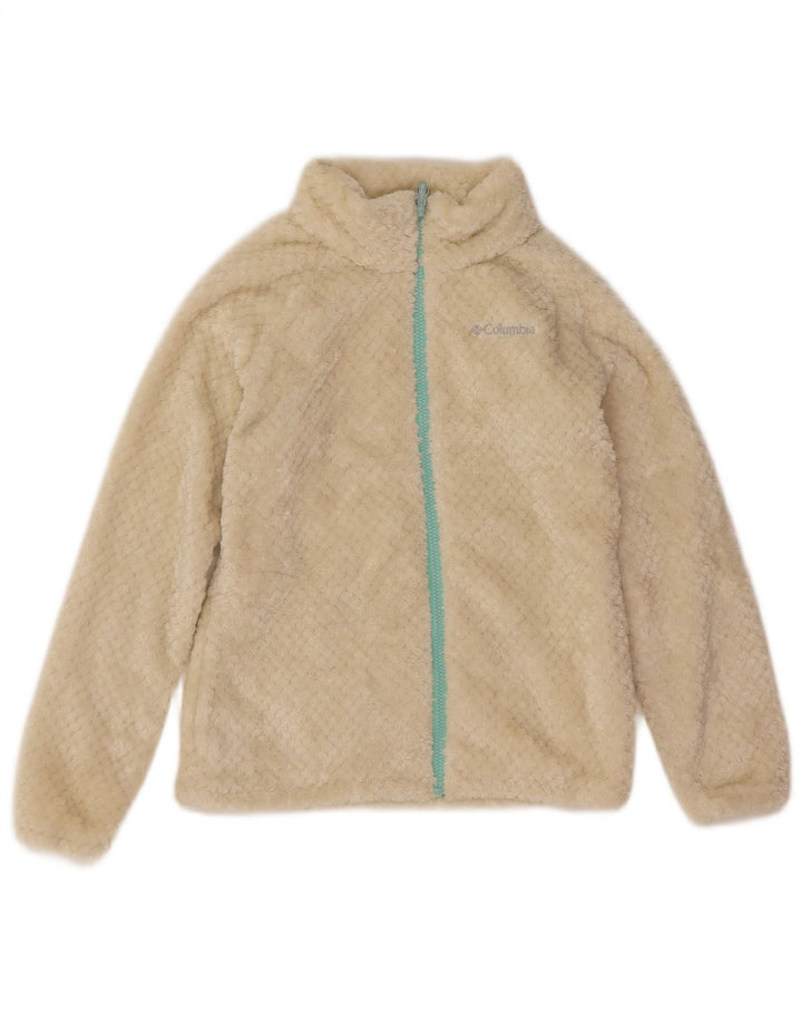 Giacca in pile Columbia per ragazze 14-15 anni Large in poliestere bianco sporco