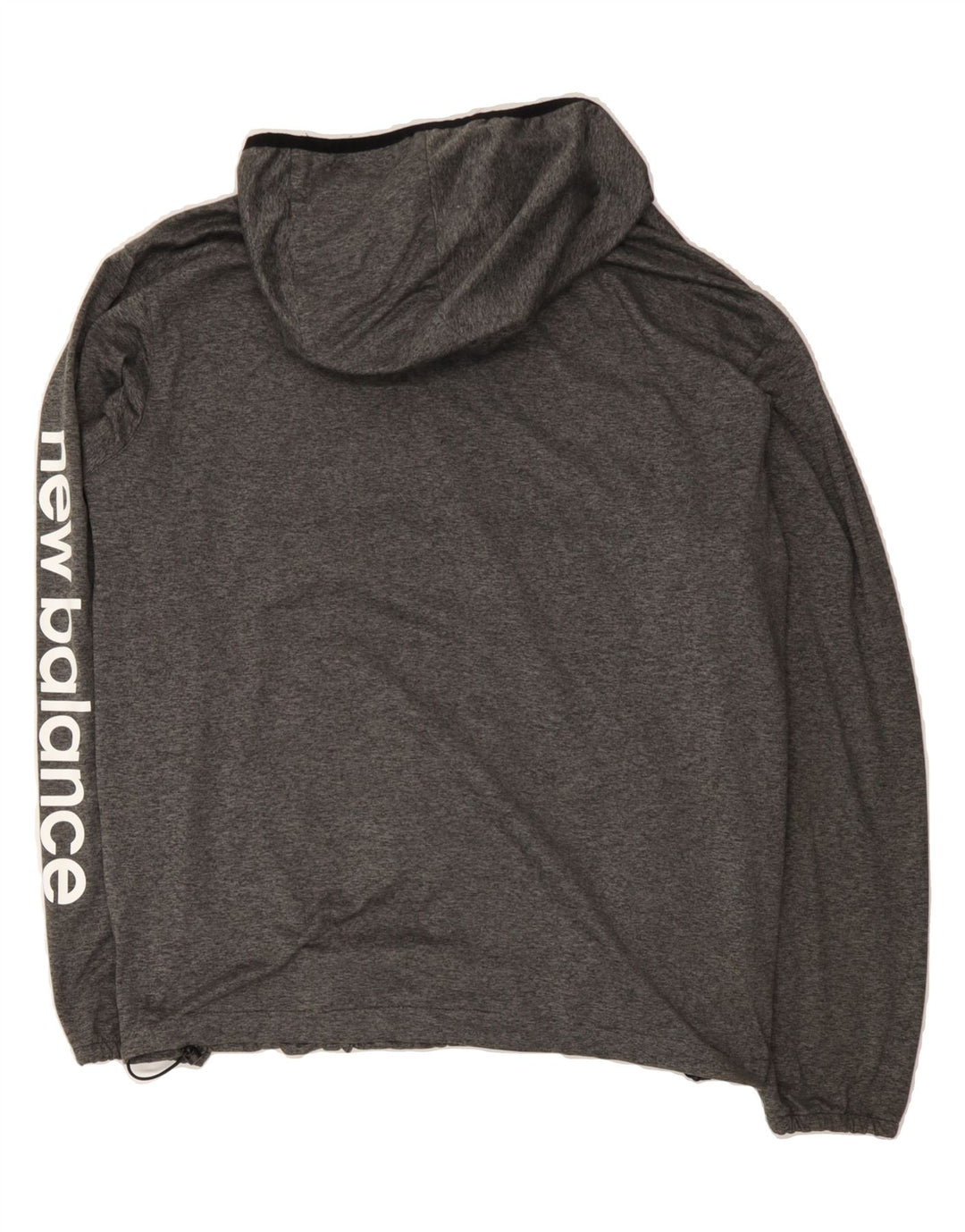 NEW BALANCE Mens Zip Neck Graphic Hoodie Jumper Small Grey Polyester Vintage New Balance and Second-Hand New Balance from Messina Hembry 